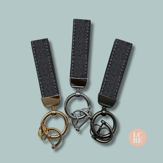 Graphite Black Leather Keychain *Read Description for details.*